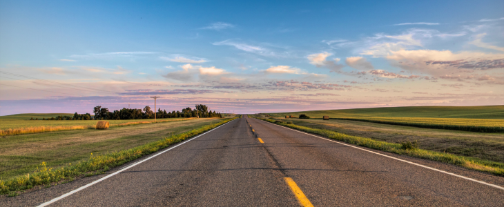 Long highway in North Dakota