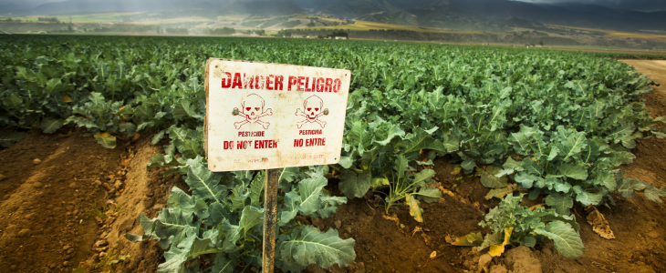 Toxic warning sign on a farm