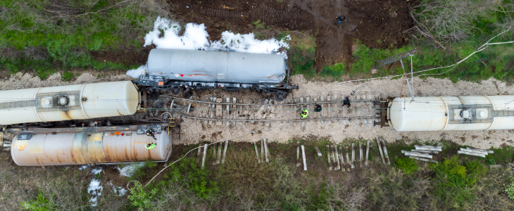 Hazardous train derailment