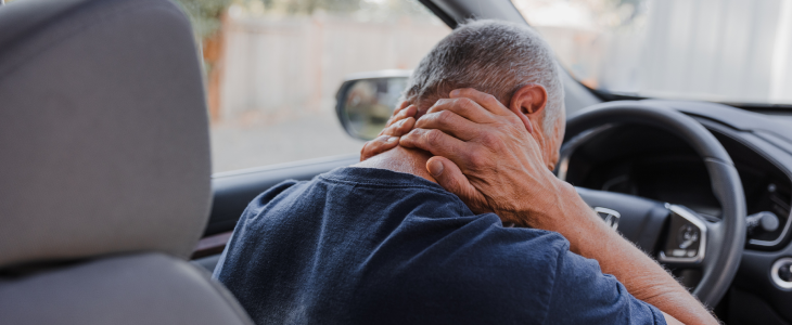 Man with whiplash after a car accident in North Dakota