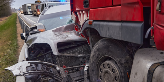 Truck accident on a highway in North Dakota