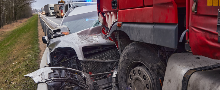 Truck accident on a highway in North Dakota