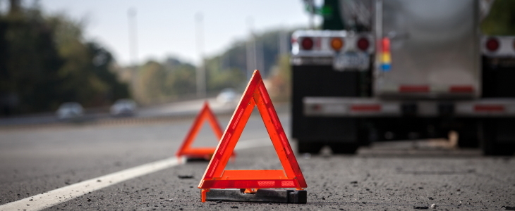 Hazardous truck on the side of the road in North Dakota