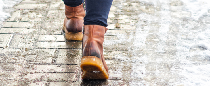 Wet and icy sidewalk